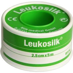 Eine Rolle grünes medizinisches Klebeband mit der Aufschrift "Leukosilk".