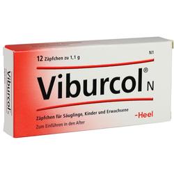 Verpackung von Viburcol Zäpfchen für Säuglinge, Kinder und Erwachsene.