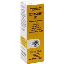 Gelbe Verpackung eines homöopathischen Arzneimittels namens Notakehl D5.