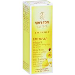 Gelbe Verpackung von Weleda Calendula Pflegeöl für Babys und Kinder.