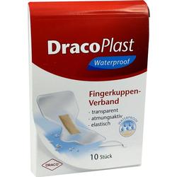 Packung mit wasserfesten Fingerkuppenverbänden, 10 Stück.