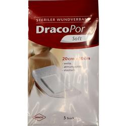 Verpackung für sterile Wundverbände der Marke DracoPor Soft, Maße 20x10 cm, fünf Stück.